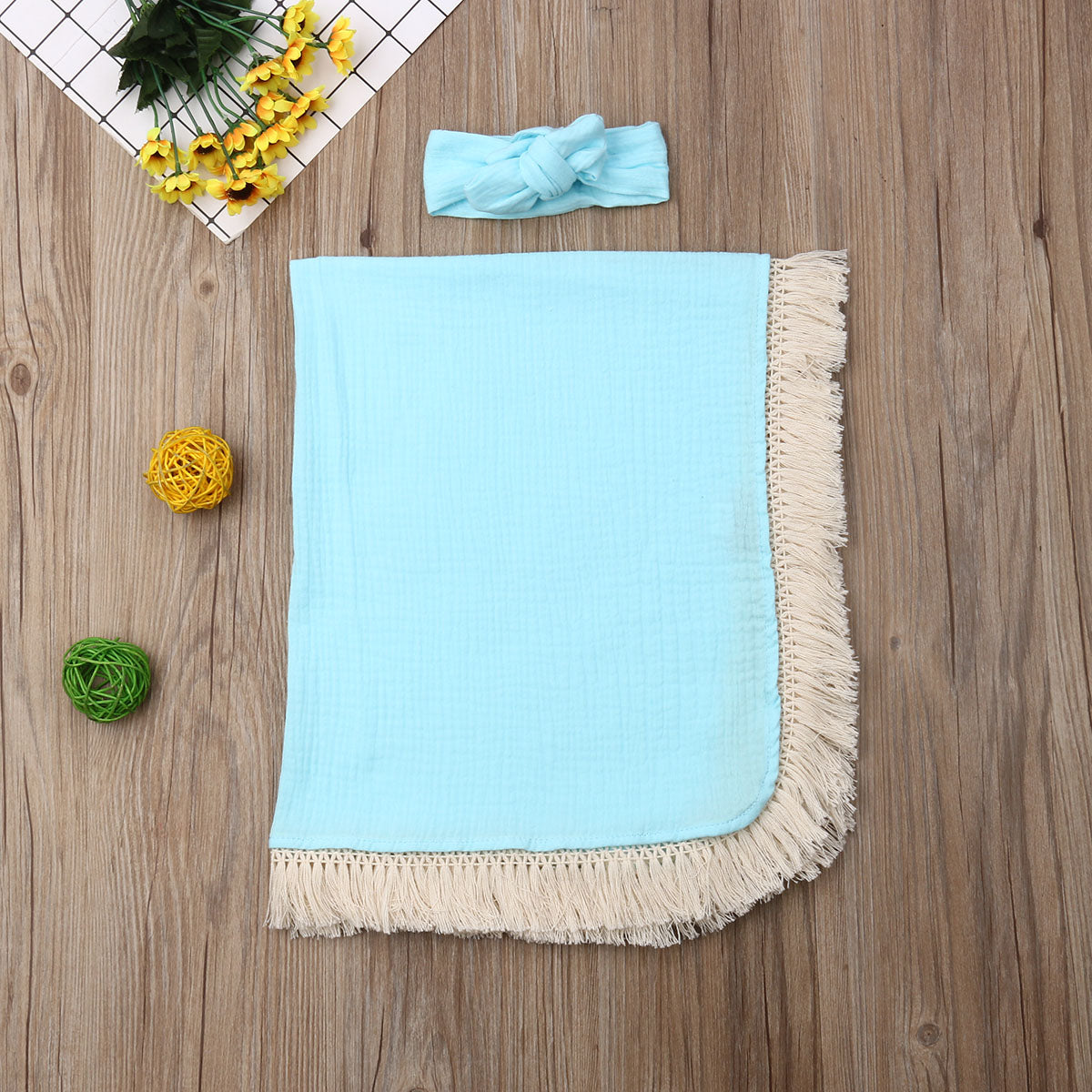 Tassel Swaddling Blanket - Baby Nurish 
