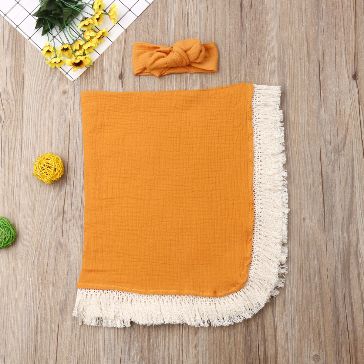 Tassel Swaddling Blanket - Baby Nurish 